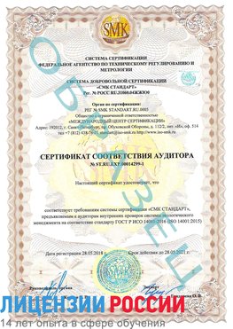 Образец сертификата соответствия аудитора №ST.RU.EXP.00014299-1 Анапа Сертификат ISO 14001